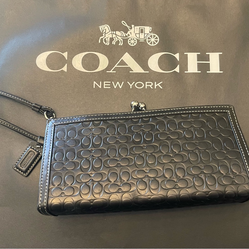 Coach Kisslock Black Clutch Wristlet